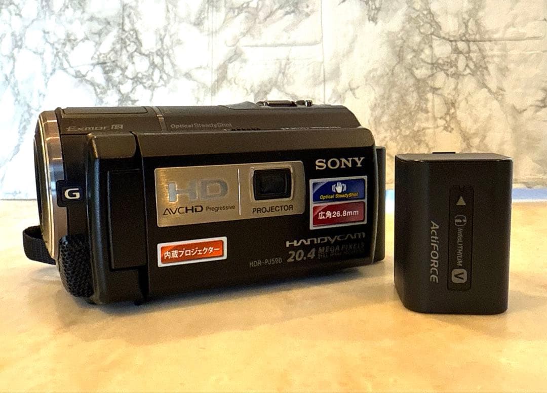 SONY HDC-PJ590V ビデオカメラ　大容量バッテリー　外付けライト付
