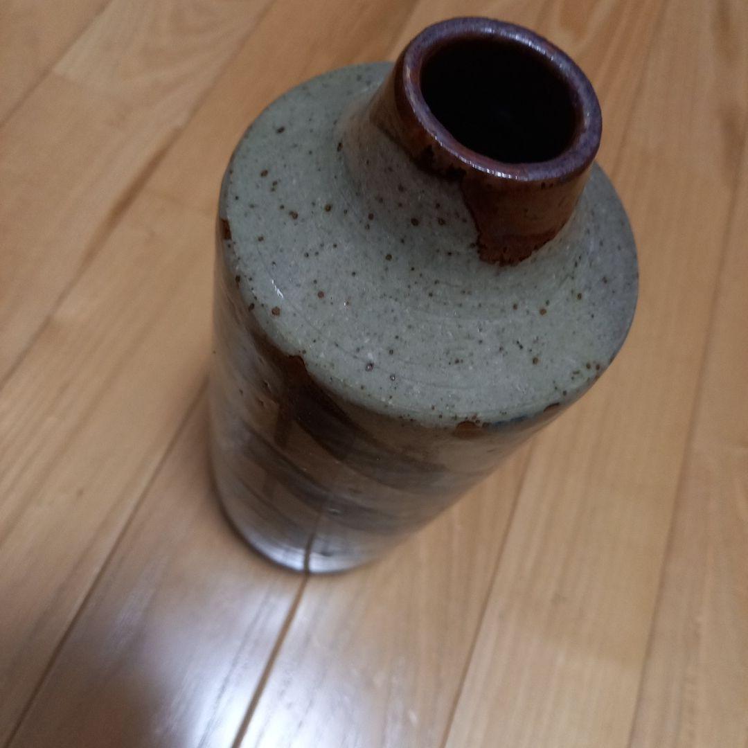 萩焼耳付き花瓶　煌雪窯　清水啓功　共箱付属　陶歴付属➕益子系統？の花瓶付属