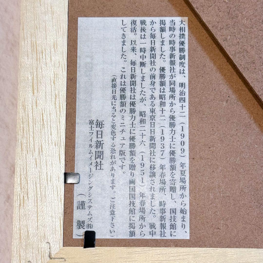 希少 正規販売 新品未使用極美品 稀勢の里 優勝額 ミニチュア 大関