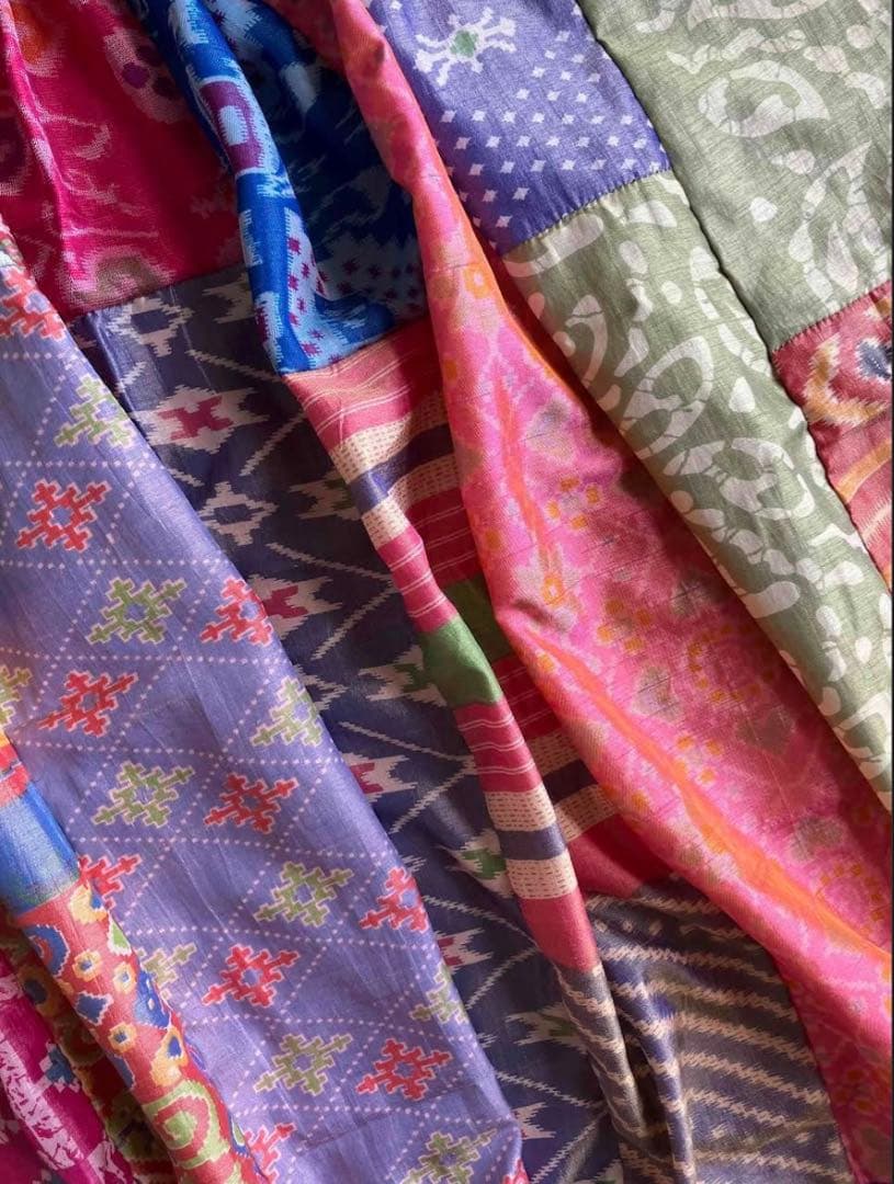 Silk Pachwork Curtain インドサリー　#A22 シングル