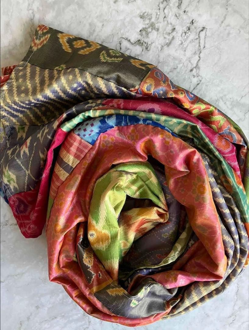 Silk Pachwork Curtain インドサリー　#A22 シングル