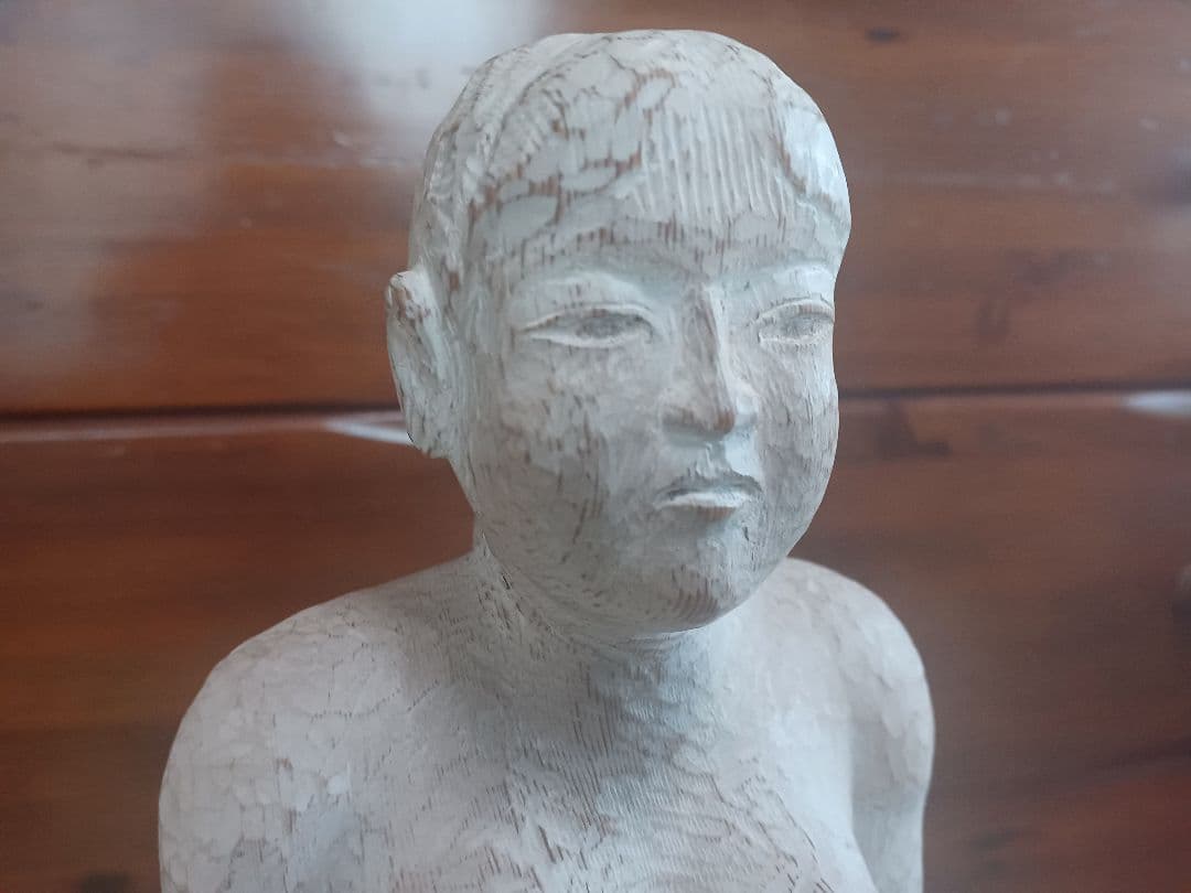 松永一夫　「立つ女（ひと)」　 木彫　裸婦　高さ約43cm　福岡県美術協会
