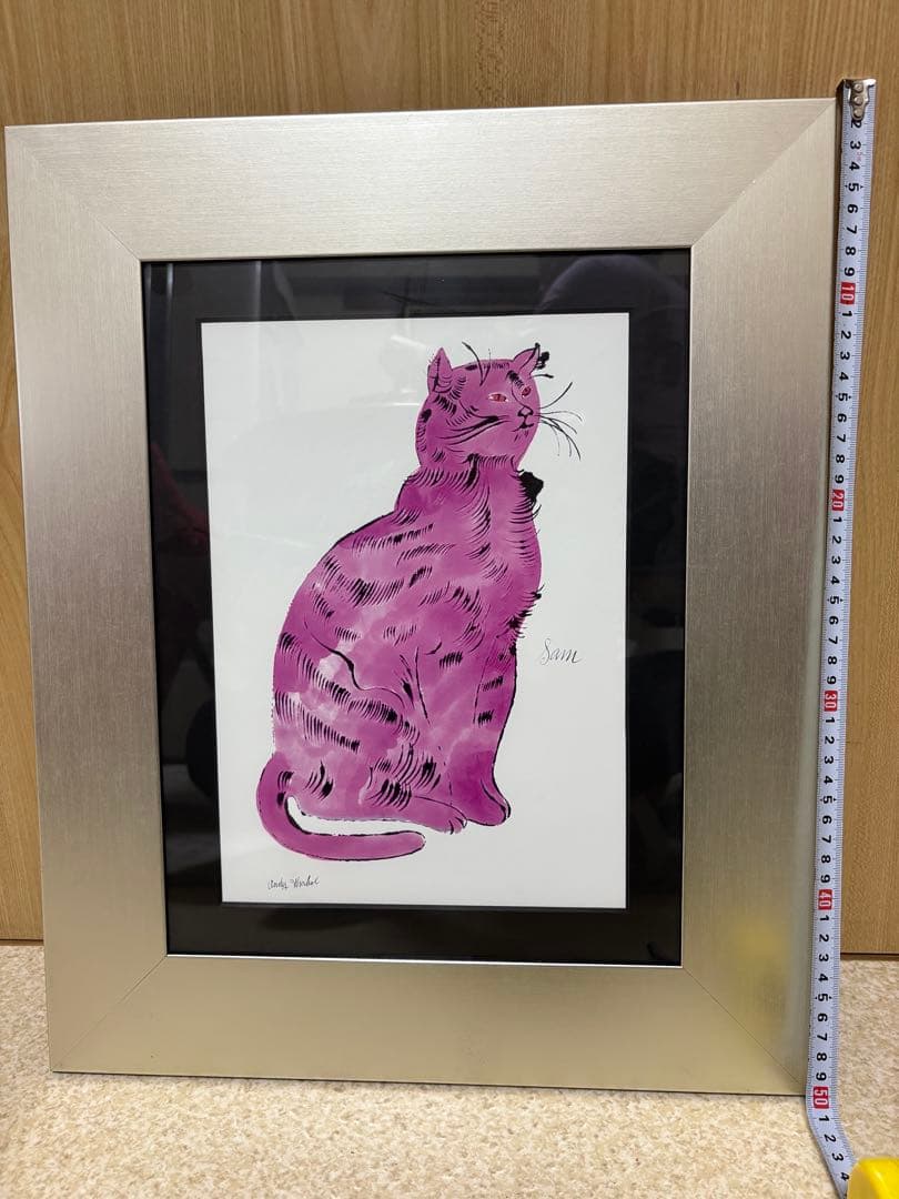 紫色の猫の版画 Sam サイン入り