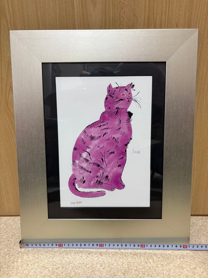 紫色の猫の版画 Sam サイン入り