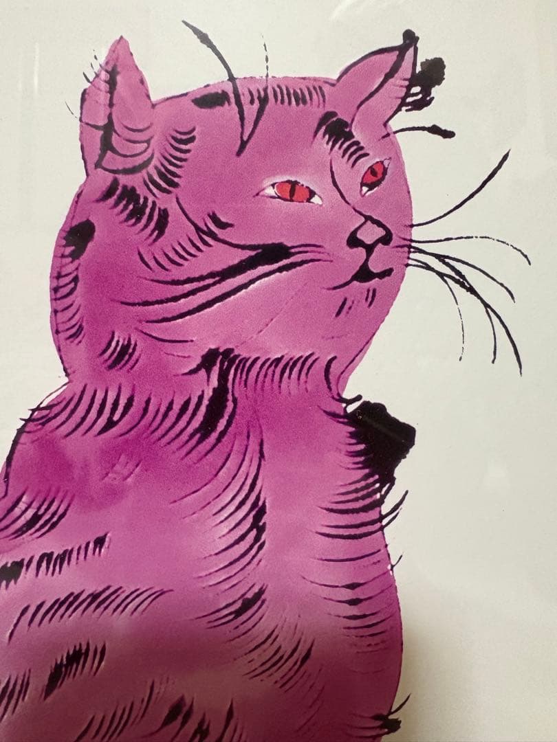 紫色の猫の版画 Sam サイン入り