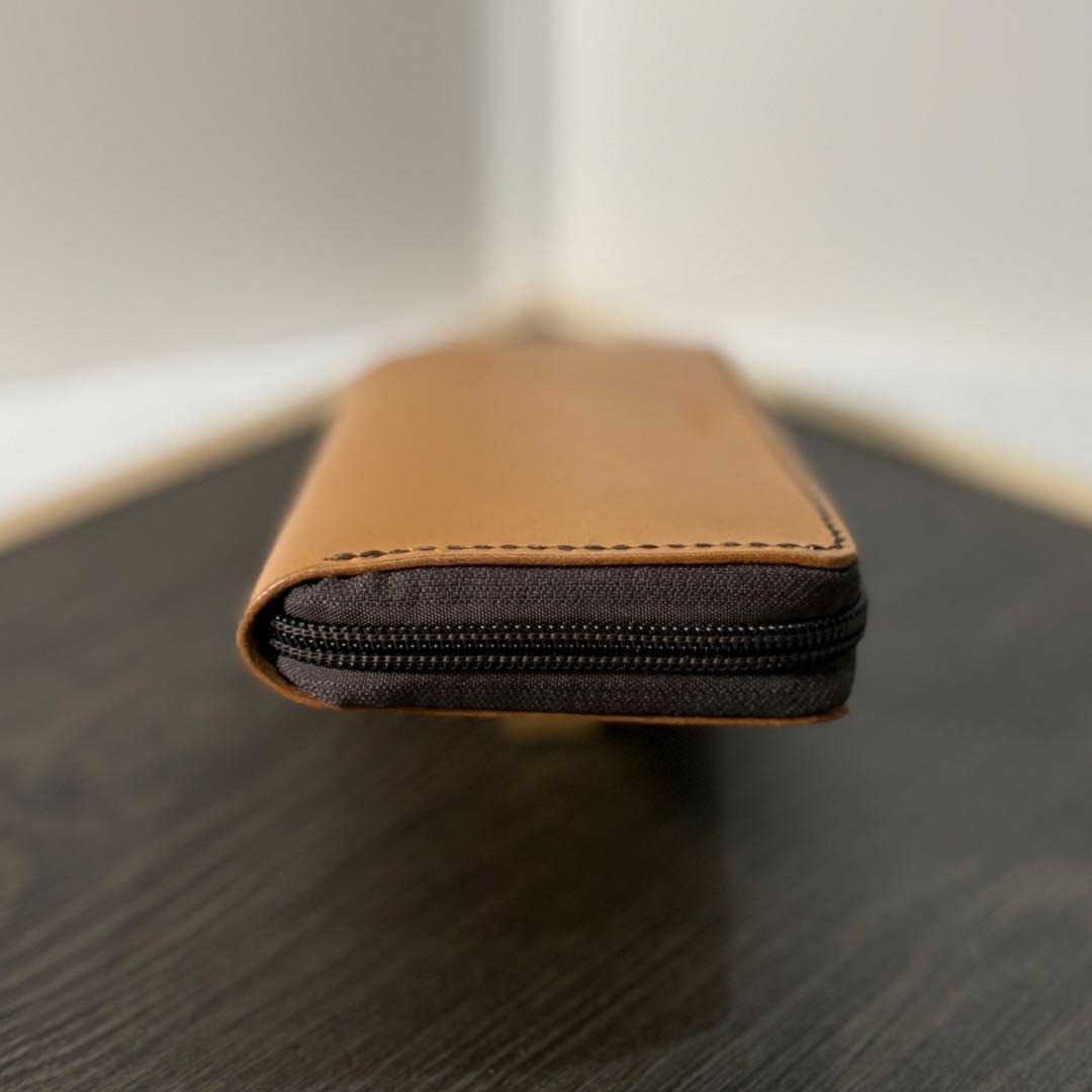 本革 ラウンドファスナー長財布 ラウンドジップ長財布 ハンドメイド キャメル 黒