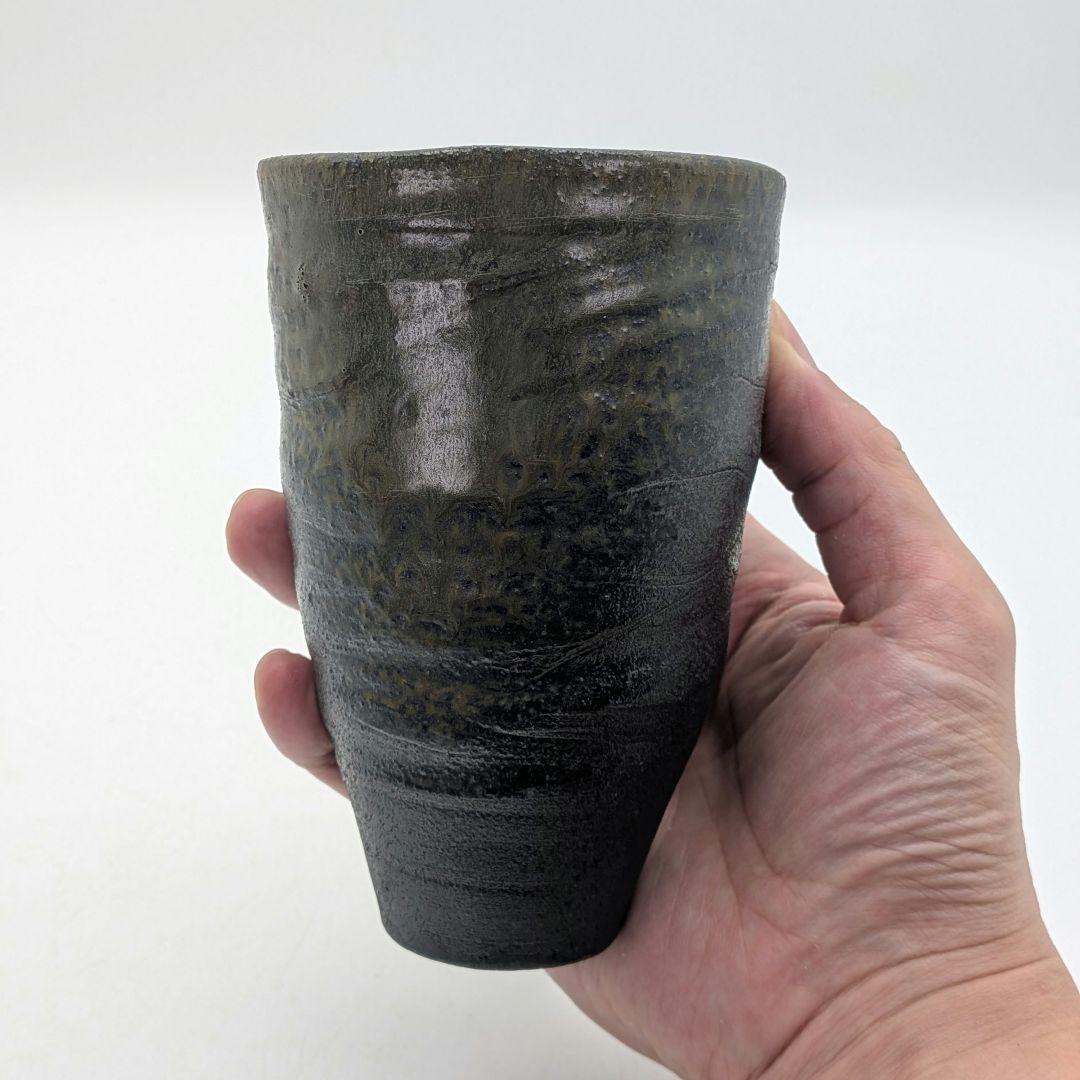 鈴木篤夫 備前焼 黒備前フリーカップ ビアマグ コップ 酒器 麦酒呑 グラス