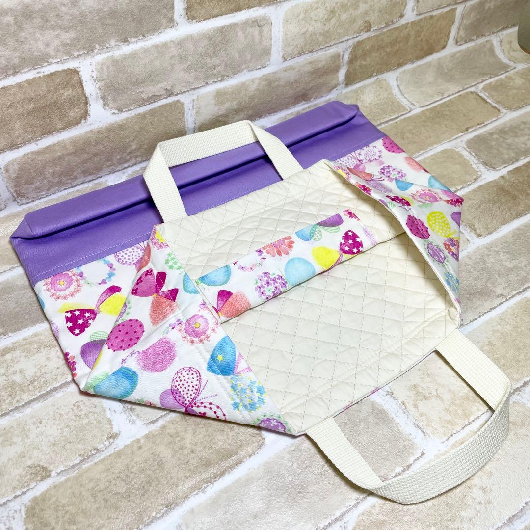 カラフル(WH)×ラベンダー 入園入学グッズ5点セット/裏地キルティング