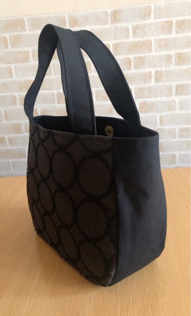 ハンドメイド　ミナペルホネン　タンバリン　チャコール トートバッグ