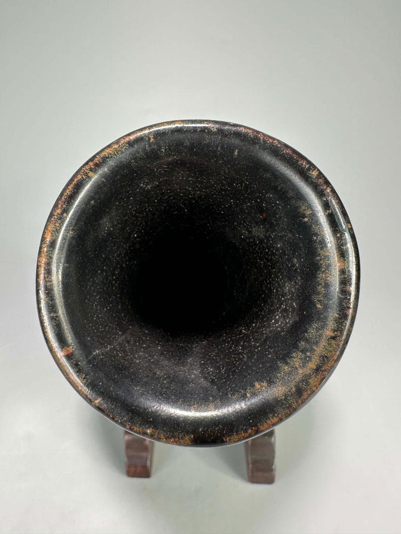 UM10S25中国美術　元代　磁州窯　剔黒花文瓶　花瓶　花入　時代華道具　唐物