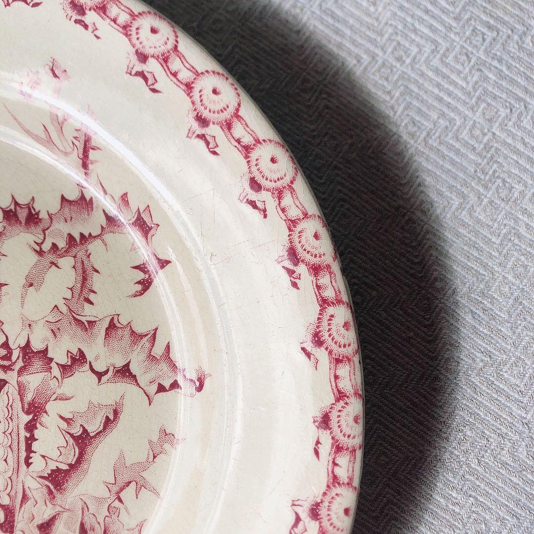 希少　GIEN ジアン あざみ柄ディナープレート　フランスアンティークプレート