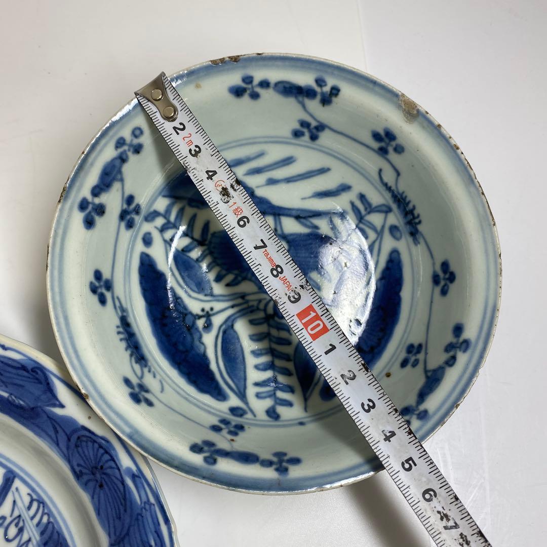 専用　中国明時代　古染付中皿鉢3点　東Y7-0204☆2Fトコオ
