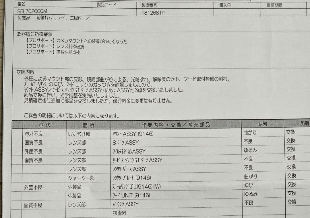 Sony FE70-200mm F2.8 GM OSS 中古実用品