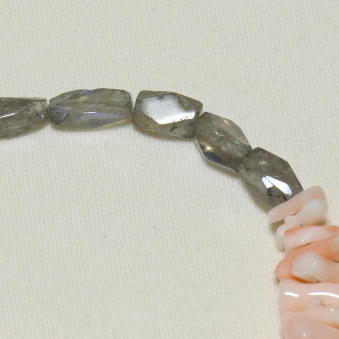 一点物 天然石ネックレス 雫 大粒フローライト マルチジェム 43cm
