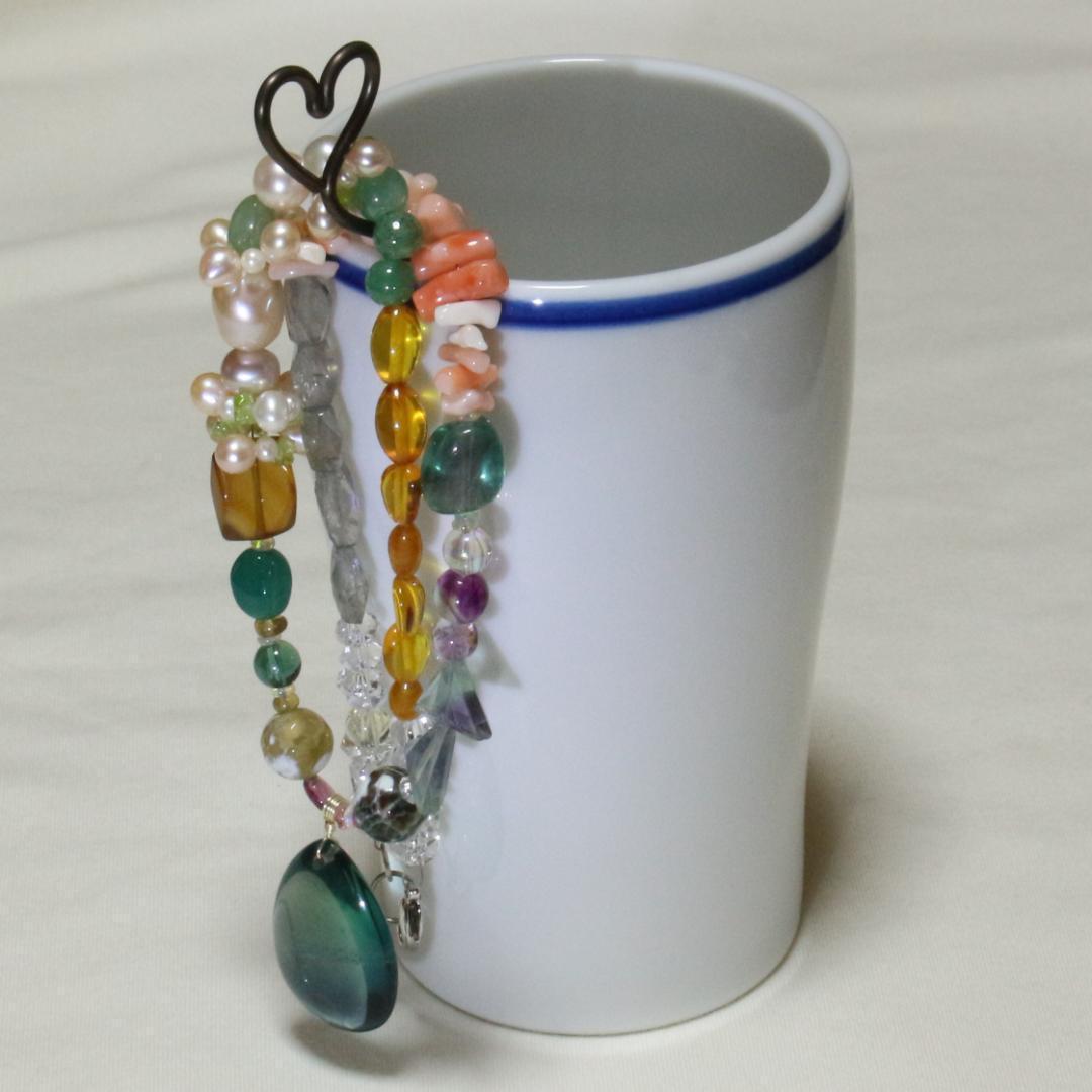 一点物 天然石ネックレス 雫 大粒フローライト マルチジェム 43cm