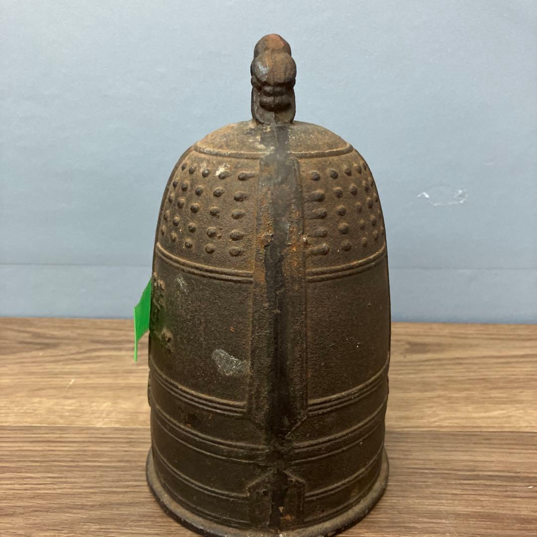 E-4 【稀少/重厚】消防記念品 鉄製 古い釣鐘 鋳物 寺院 アンティーク 置物