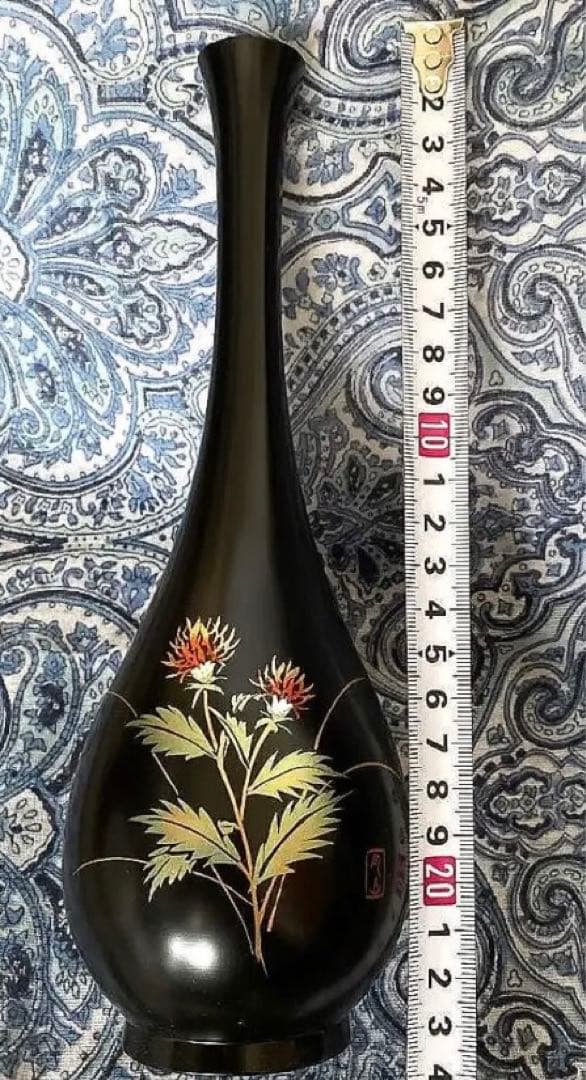 金運爆上げ　風水最高900年伝統品　修験道霊山月山　高山植物柄　高級花瓶　月山釜