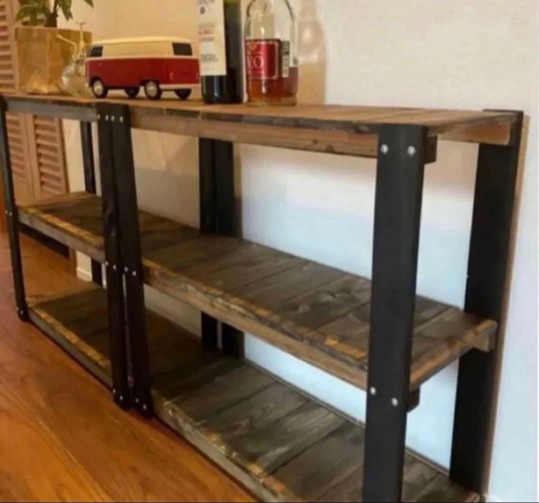 3段ラック　アイアン風　飾り棚　靴入れ