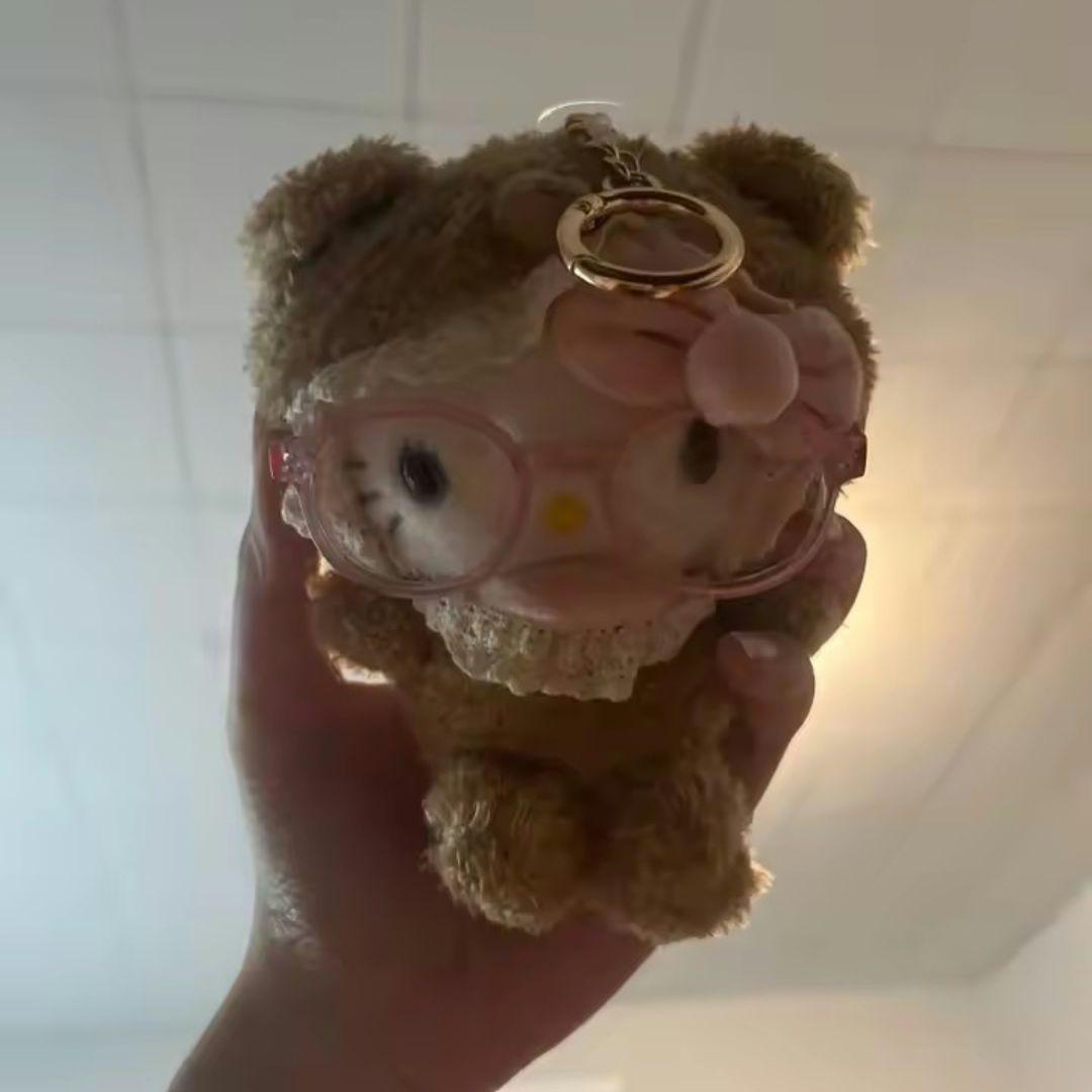 キティちゃん　Kitty　ぬいぐるみ　ストラップ　メガネ　くま　ピンク　黒