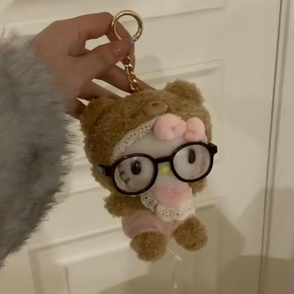 キティちゃん　Kitty　ぬいぐるみ　ストラップ　メガネ　くま　ピンク　黒