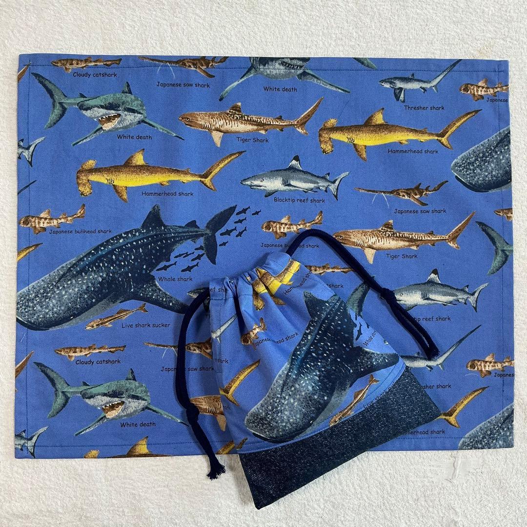 005 海 給食セット×5枚 小学校 ランチョンマット ネームタグ 入学 給食