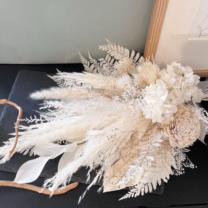 ホワイト＆少しゴールドの大人スワッグ （ブーケ）L・再販30回以上