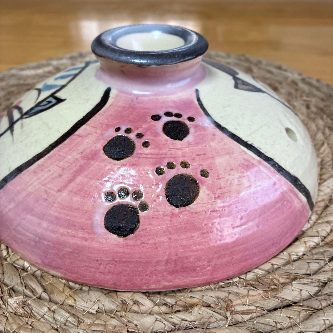 萬古焼　ごはん鍋　土鍋　炊飯鍋　1点 調理器具　手書きねこ　耐熱陶器　4合