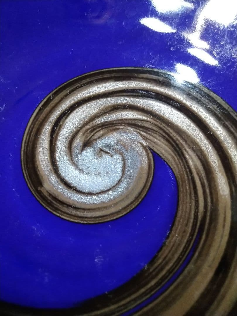 ♥豪華で、素敵な演出♥有田焼♥【青海流・黒白刷毛コバルトブール渦巻丼皿】新品２皿