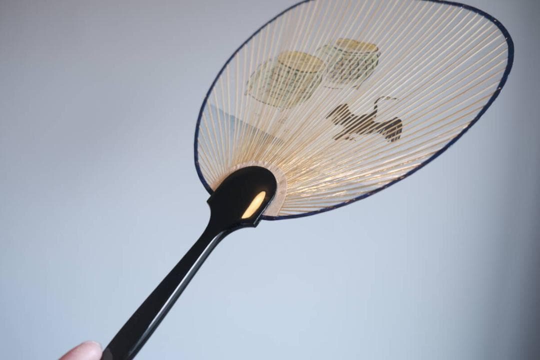 2個セット【新品】岐阜 美濃和紙 水うちわ 透ける団扇（桔梗/鳥） 化粧箱付