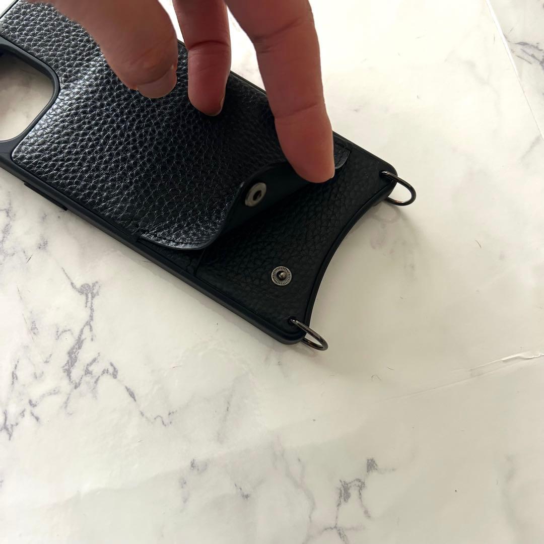 BANDOLIER iPhone14 黒 スマホケース ショルダーストラップ付き