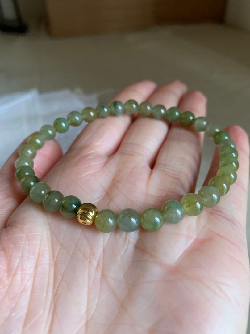 本翡翠  ブレスレット    6mm   黄緑色