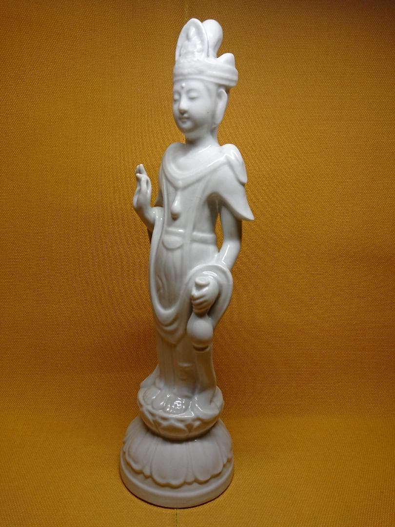 【美品】仏教美術　観音　仏像　陶器　置物　インテリア　工芸品　美術品　A1133