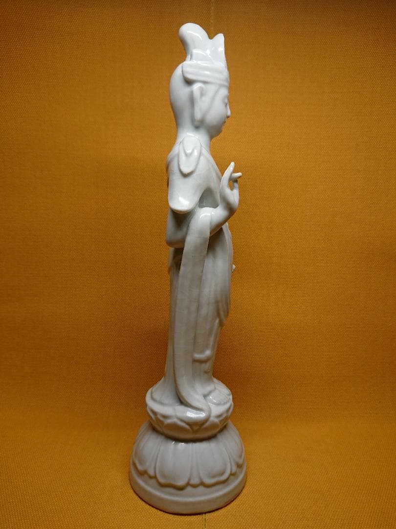【美品】仏教美術　観音　仏像　陶器　置物　インテリア　工芸品　美術品　A1133