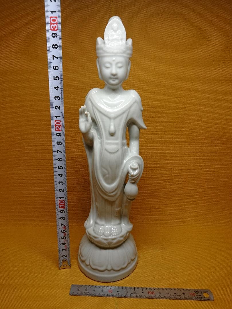 【美品】仏教美術　観音　仏像　陶器　置物　インテリア　工芸品　美術品　A1133