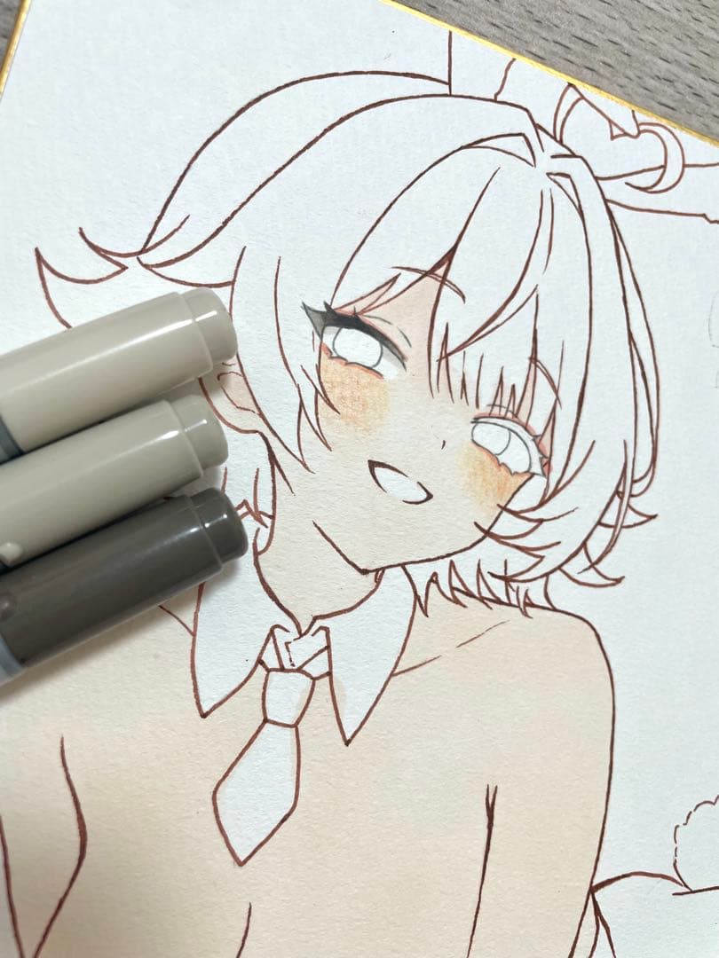 y*a様 【中色紙】手描き アナログ 原画 オリジナル バニーガール イラスト