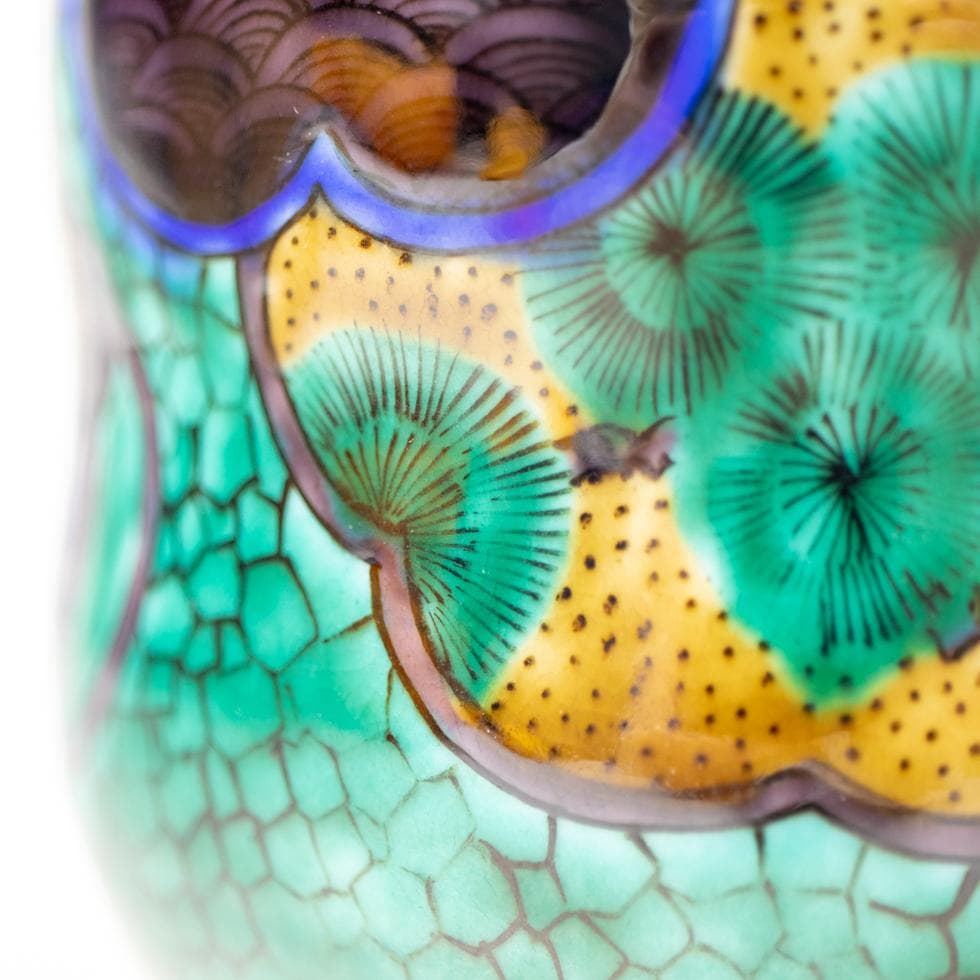 河島洋 吉田屋 香炉 未使用品 共箱 九谷焼