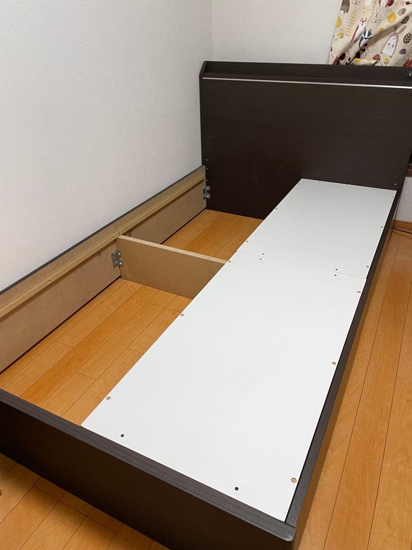 【引越しのため】セミダブルベッドフレーム 引き出し付き ダークブラウン