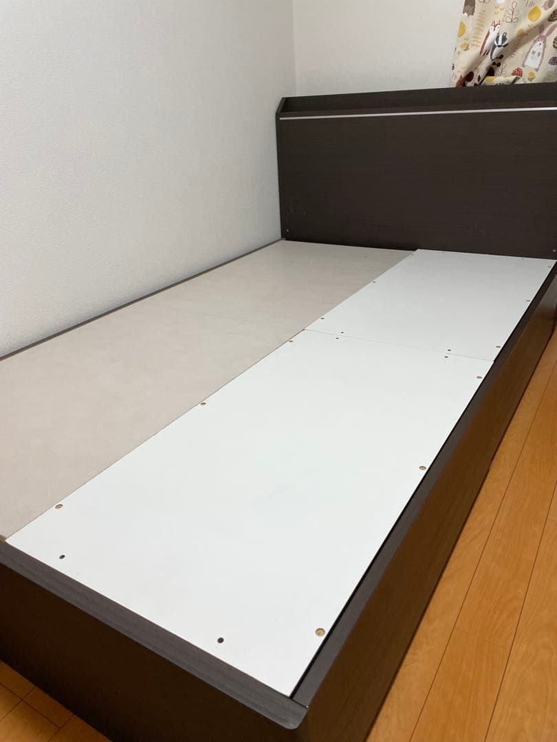 【引越しのため】セミダブルベッドフレーム 引き出し付き ダークブラウン