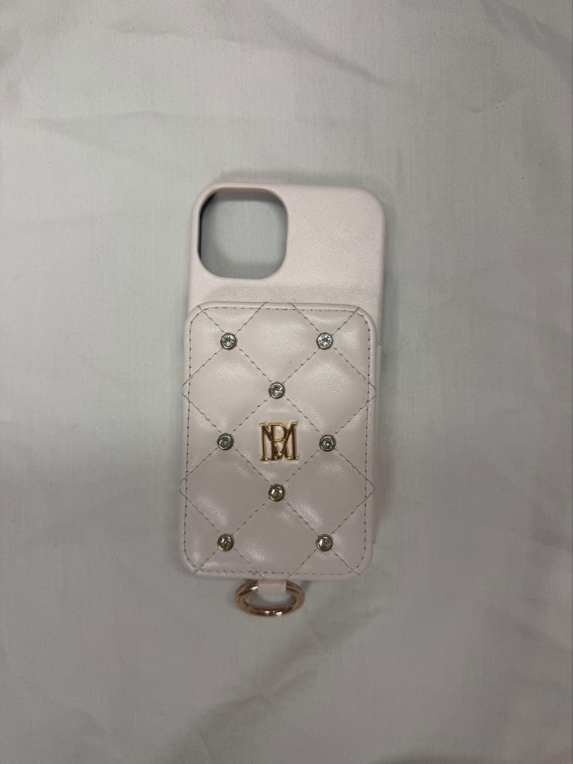 Quilting iPhone case with lip case ピンク