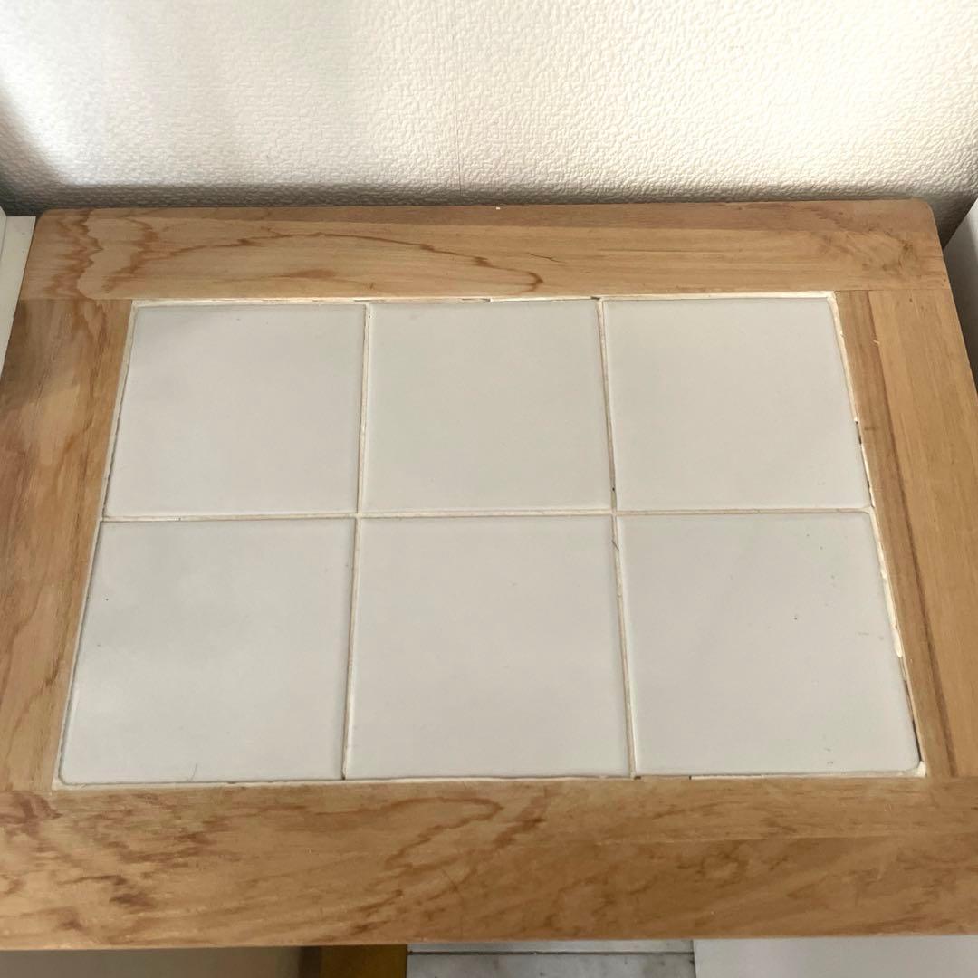 富士貿易　ナチュラル木製5段チェスト　引出し収納　タイル　桐　英国　キッチン収納