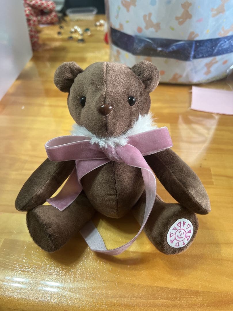 一点もの　仲良しブラウンとピンクのクマのぬいぐるみ　テディベア　ペアセット