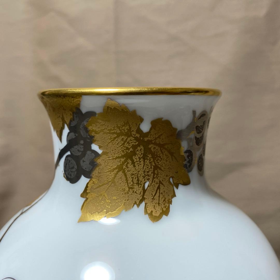 【美品】大倉陶園 金蝕葡萄柄 花瓶・花器・フラワーベース