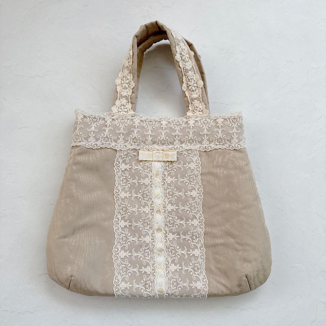 【新品/未使用】ハンドメイド/刺繍アンティークレースバッグ