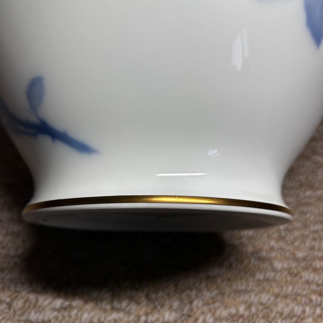 【未使用】大倉陶園 花瓶 ブルーローズ 20cmフラワーベース