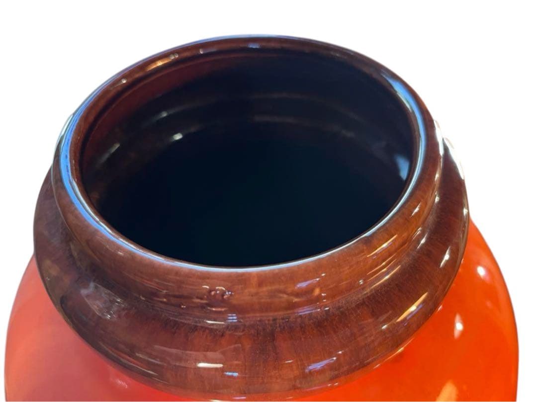 ファットラヴァ オレンジと茶色のグラデーション花瓶 陶器製