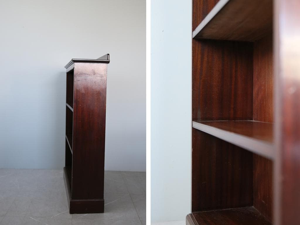 英国アンティーク木製ブックシェルフ/本棚/食器棚/飾り棚/収納ラック(89-89