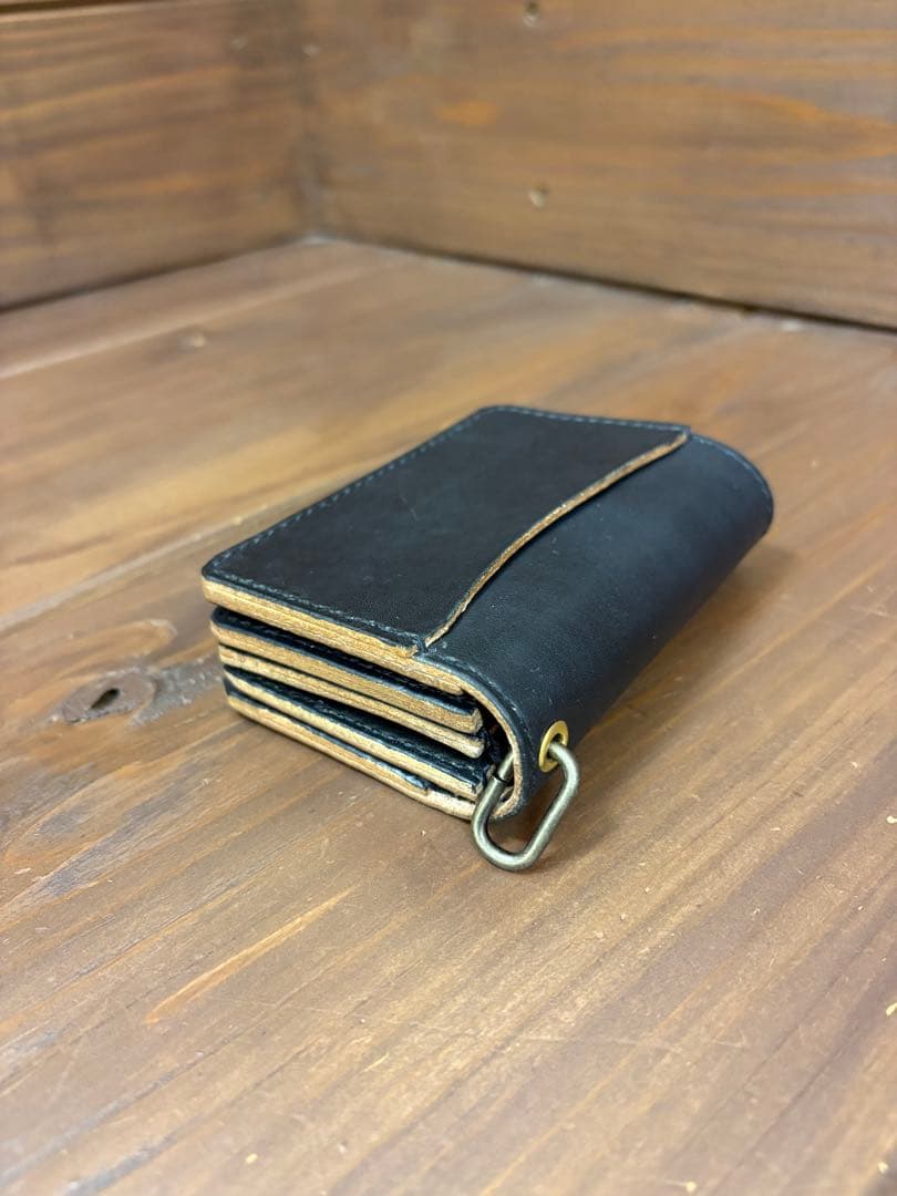 ショートトラッカーウォレット丘染めブラック茶芯　 ロープ　ヘッドの3点セット