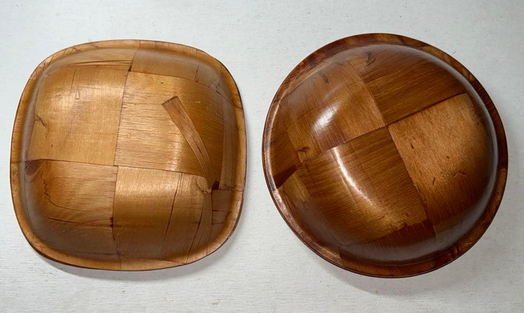 木製6個& Done Brown& 木製パッチワーク風ボウル皿7枚セット