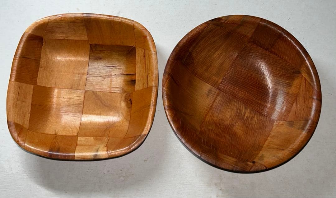 木製6個& Done Brown& 木製パッチワーク風ボウル皿7枚セット