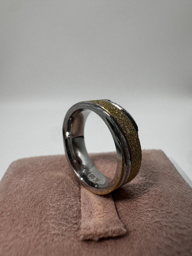 日本製K18ホワイトゴールド ゴールドグリッターリング19号